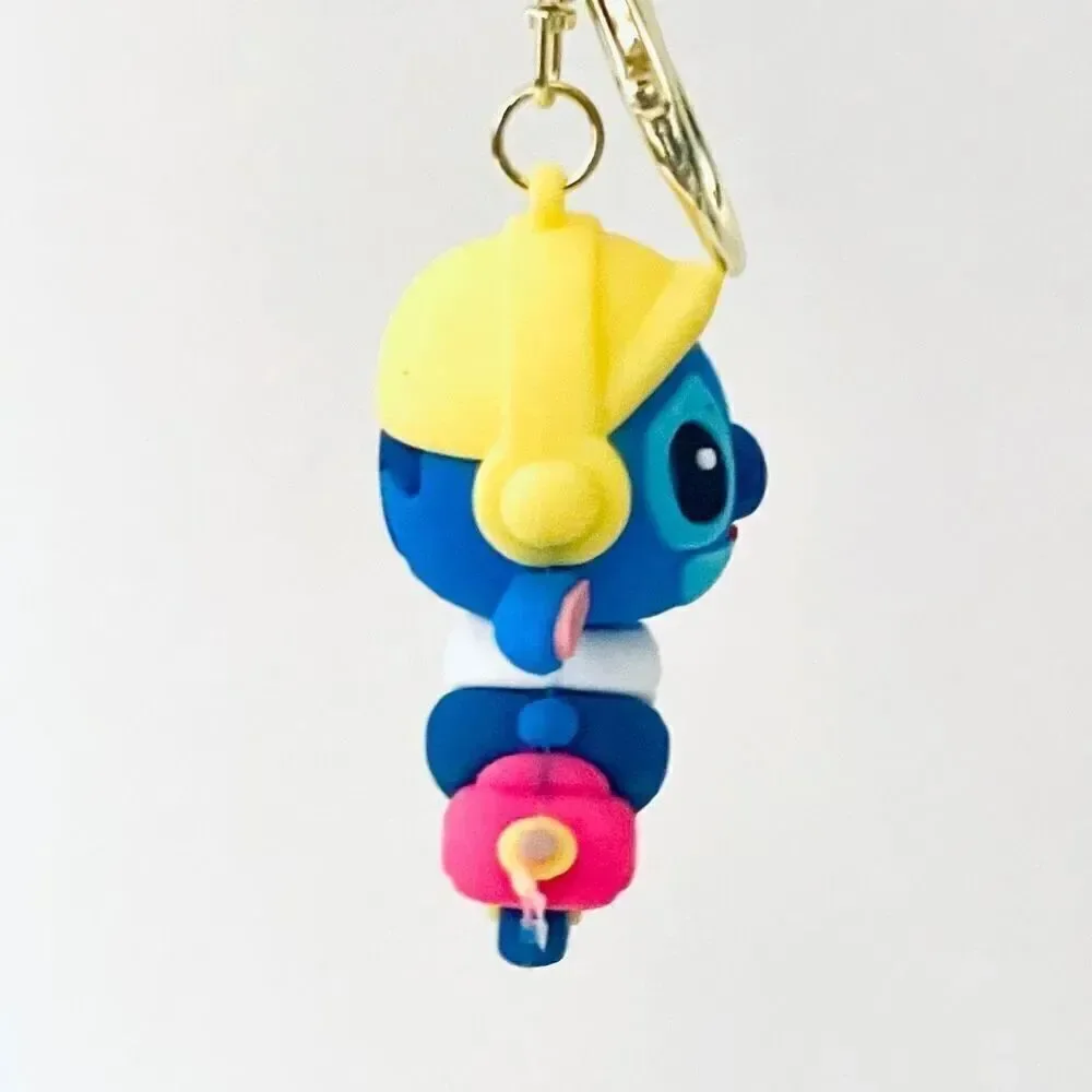 NWT Disney We love Stitch on Moped Blue Wristlet Key holder Keyring Keychain
